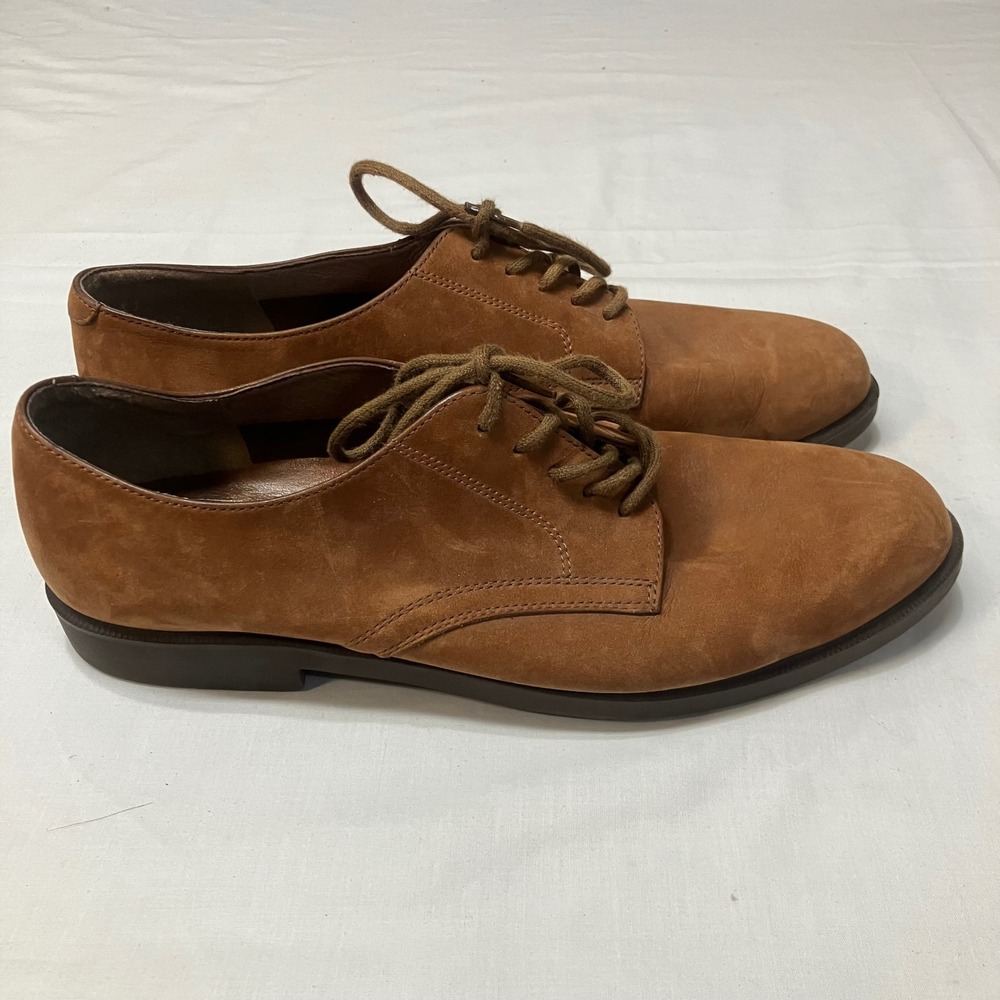 Rockport Mens Tan Nubuck Leather Plain Toe Derby Shoes Size 8 Brown Academic